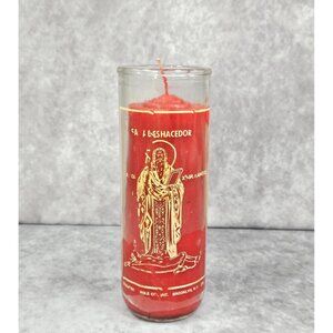Prayer to Saint Undoer San Deshacedor 8.5" Red Glass Candle Botanica Shamanic